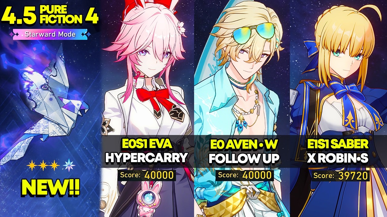 E0S1 Evanescia, E0 Aventurine SP, E1S1 Saber | Pure Fiction 4.5: Starward Mode | HSR 4.5