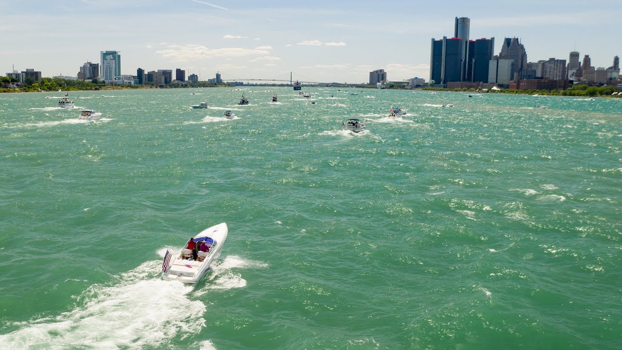 MAGA boat parade to Downtown Detroit celebrates Trump’s 74th birthday