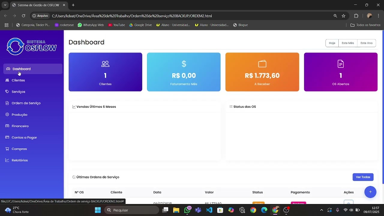 SISTEMA DE GESTÃO PARQA GRÁFICA RAPIDA ORDENS DE SERVIÇOS