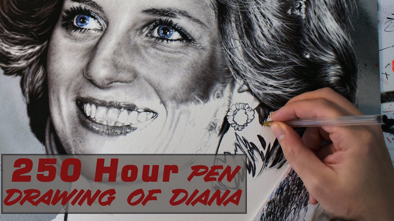 250 Hour Princess Diana Ballpoint Drawing