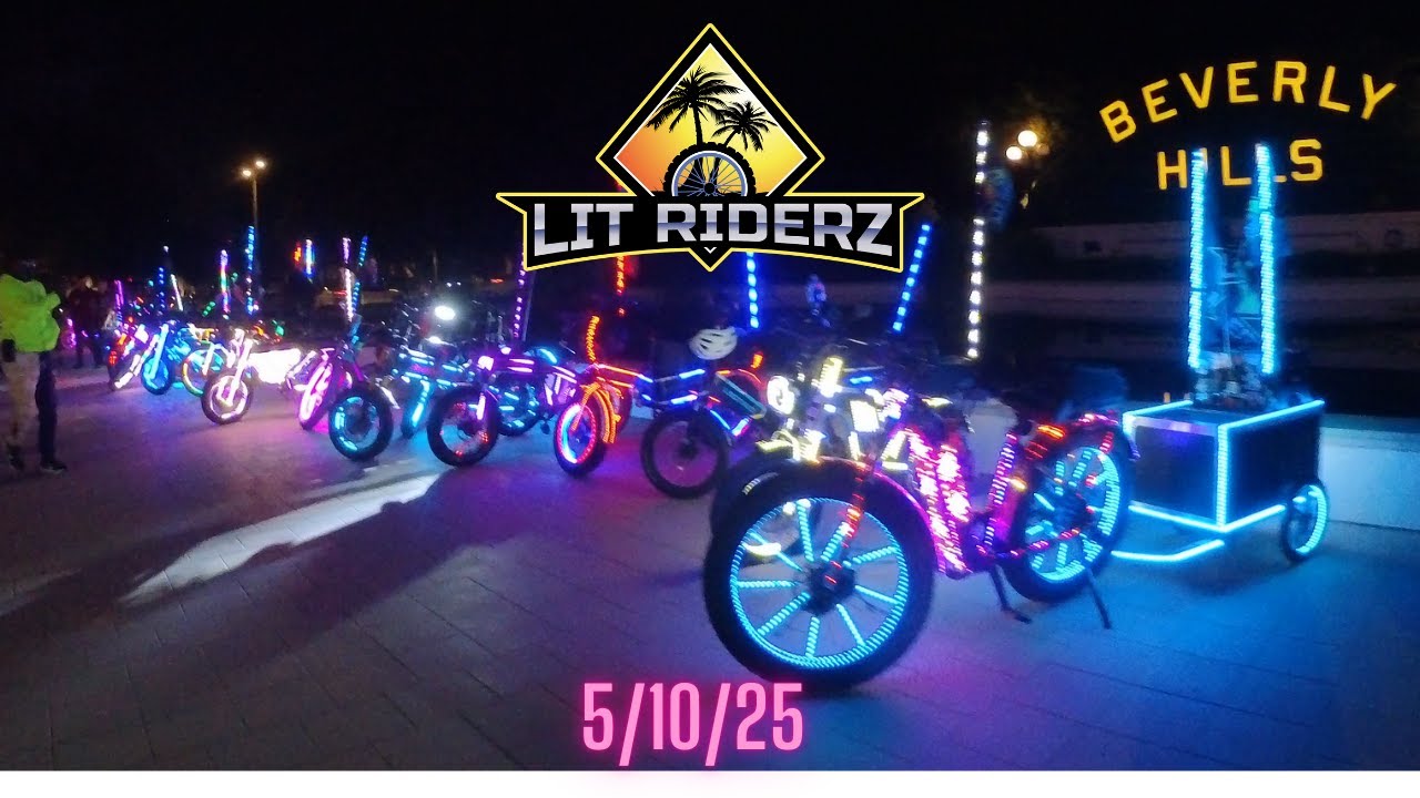 How These Glowing Bikes Light Up LA Streets After Dark? Lit Riderz rolln 5/10/25, Hollywood, BH