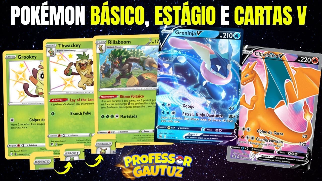 Cartas Pokémon Básicas, Estágios e Cartas V - Pokémon TCG