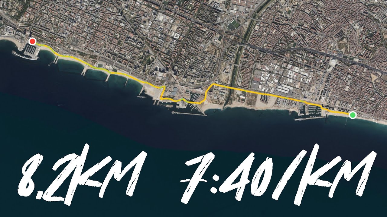25 05 08 &mdash; From Pont del Petroli to Torre Mapfre | 8.2km progressive pace