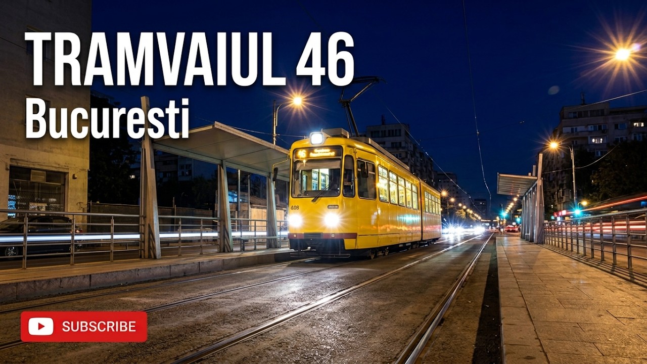 Bucurestiul noaptea, vazut din tramvaiul 46 - Gara de Nord / Republica / Bucuresti / Romania