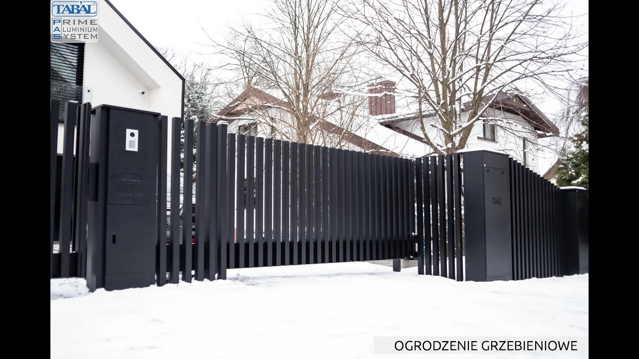 Nowoczesne  aluminiowe ogrodzenie GRZEBIENIOWE - pionowe wystające z ziemi - TABAL