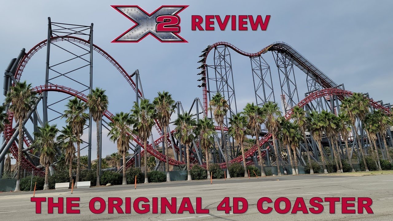 X2 Review, Six Flags Magic Mountain Arrow Dynamics 4th Dimension Coaster | The Original 4D Coaster