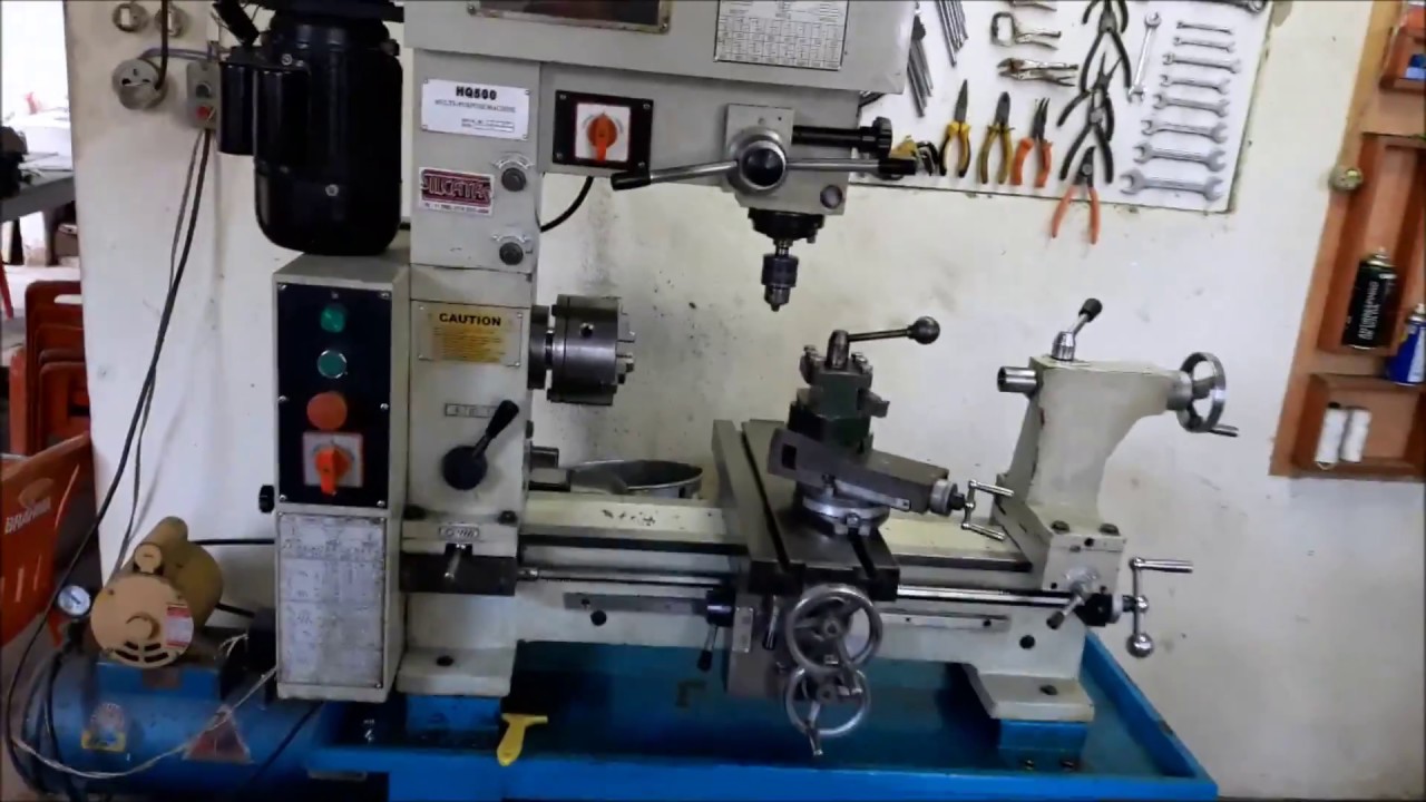 Torno de bancada meio metro com furadeira combinada - mini lathe machine