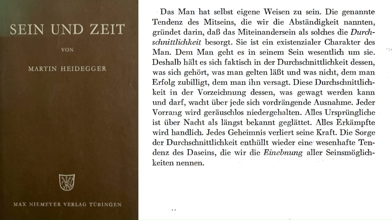 Heidegger | SEIN UND ZEIT | I. Abschnitt: Kapitel 4 | § 27 (1/2)