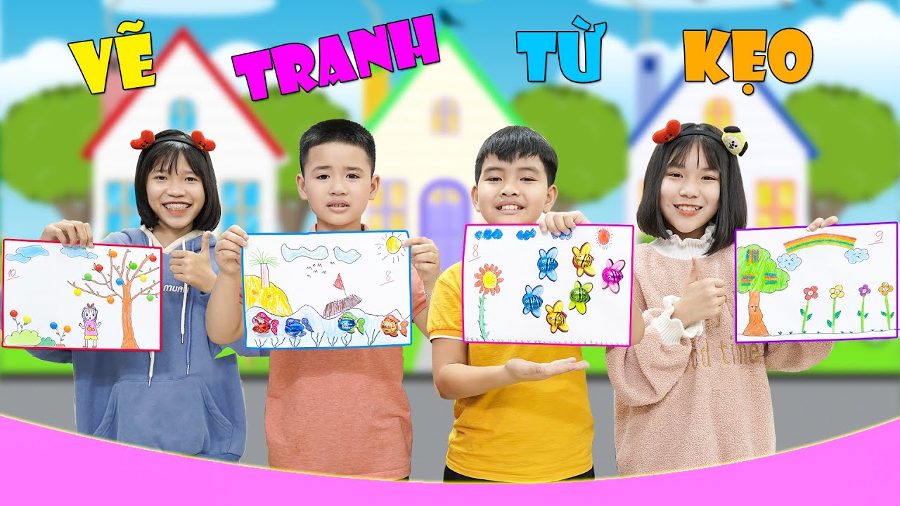 Sáng Tạo Vẽ Tranh Từ Kẹo | Họa Sĩ Nhí Đại Chiến ♥ Min Min TV Minh Khoa