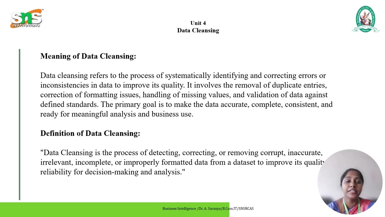 Data Cleansing | Business Intelligence | SNS Institutions