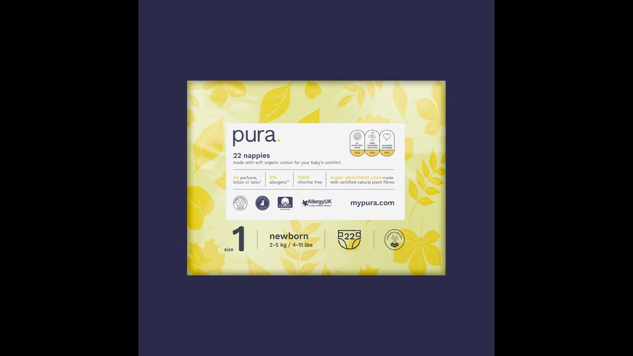 Eco-friendly Pura Newborn Baby Nappies Size 1 (2-5 kg / 4-11 lbs)