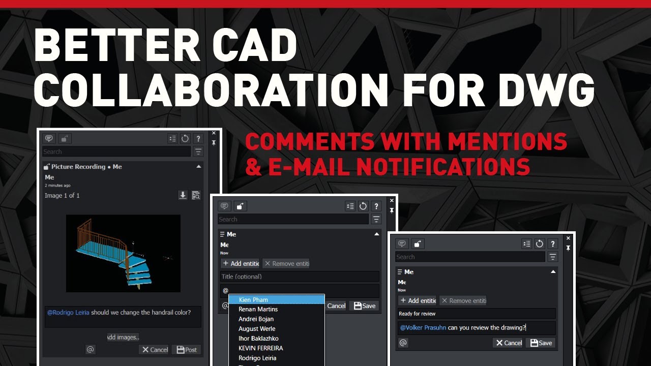 Better CAD Collaboration for DWG: Comments with Mentions & E-mail Notifications