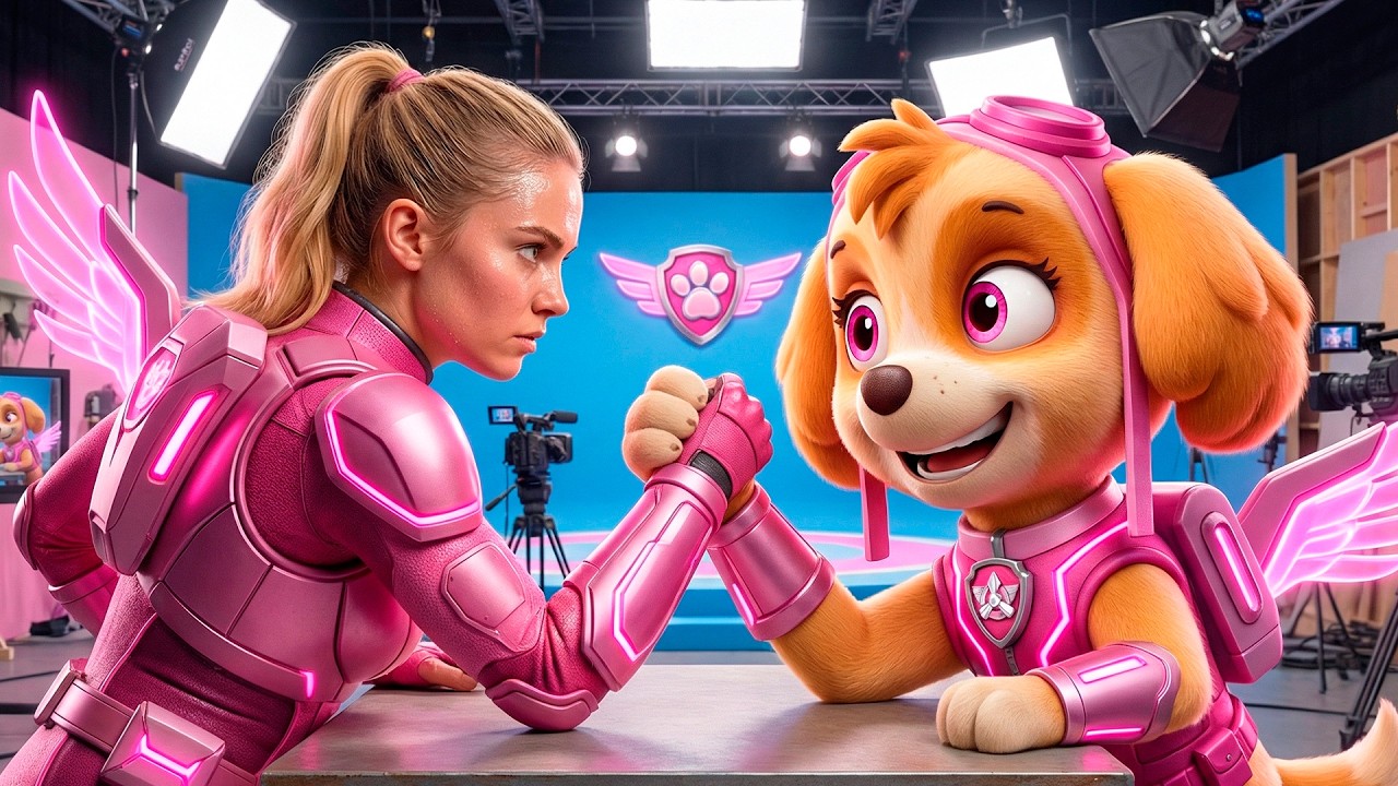 PAW PATROL MIGHTY Arm Wrestling Match in REAL LIFE 🎵 (Chase, Marshall, Skye, Rocky, Rubble & More)