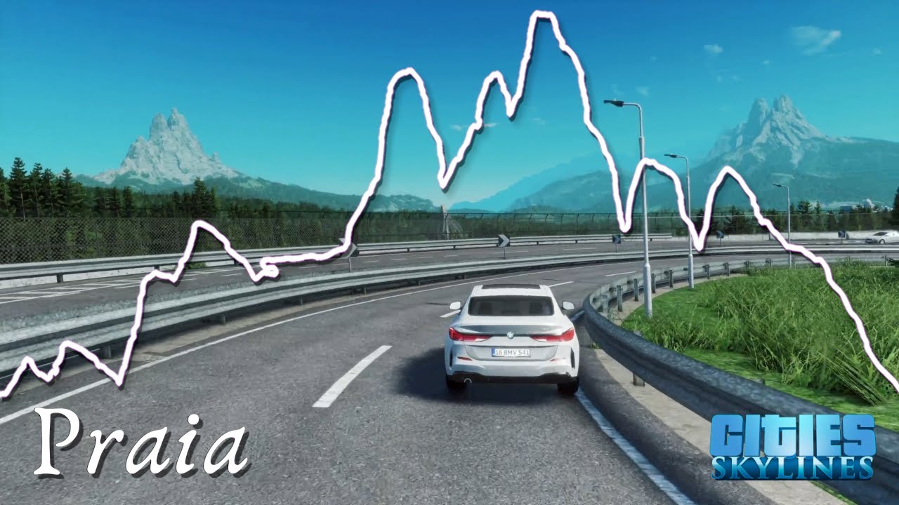 Third Person Drive from the mountain pass to the city  - Cities Skylines Praia