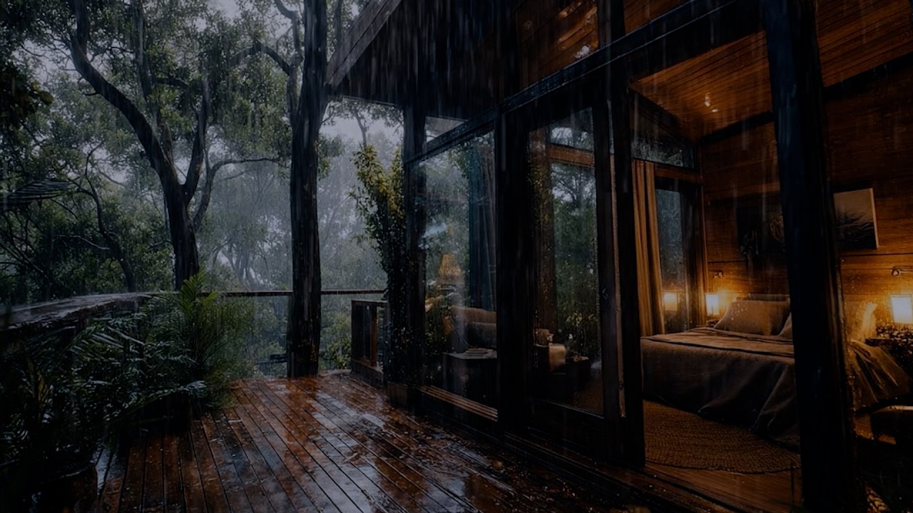The Sound of Rain Around the Natural Forest Cabin🌲| Sleep Instantly with Nature