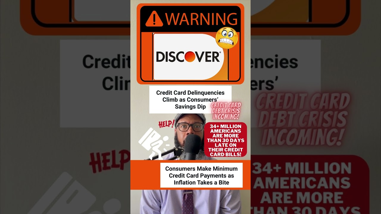 Discover Credit Card Delinquencies Soar! #shorts #debt #economy #inflation #finance #layoffs
