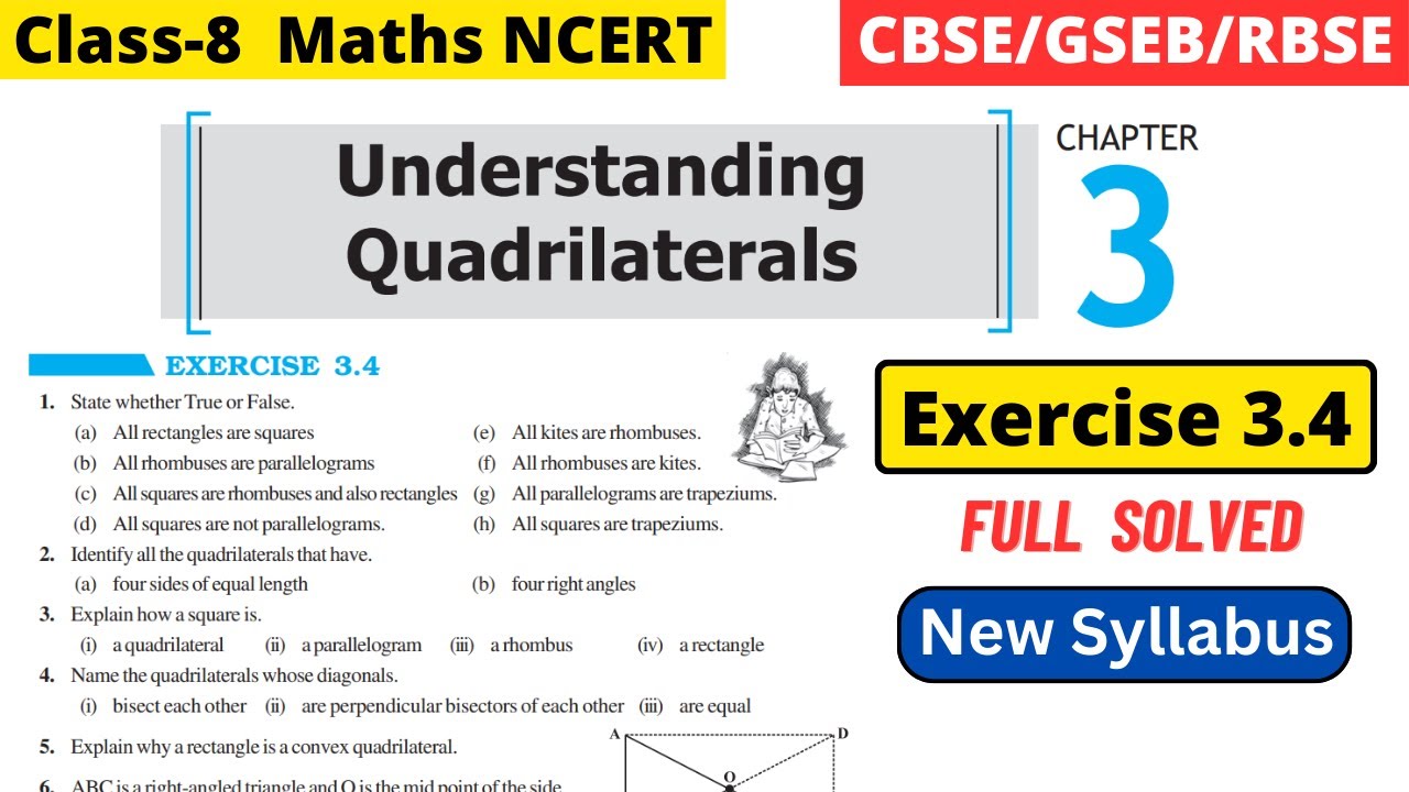 Class 8 Maths Chapter 3 Understanding Quadrilaterals Exercise 3.4 full solved #class8maths