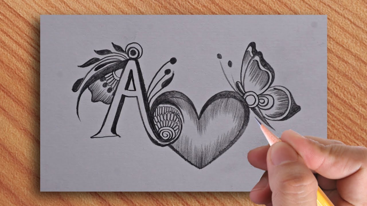 How to make drawing of A letter tattoo with pencil || amazing A letter drawing