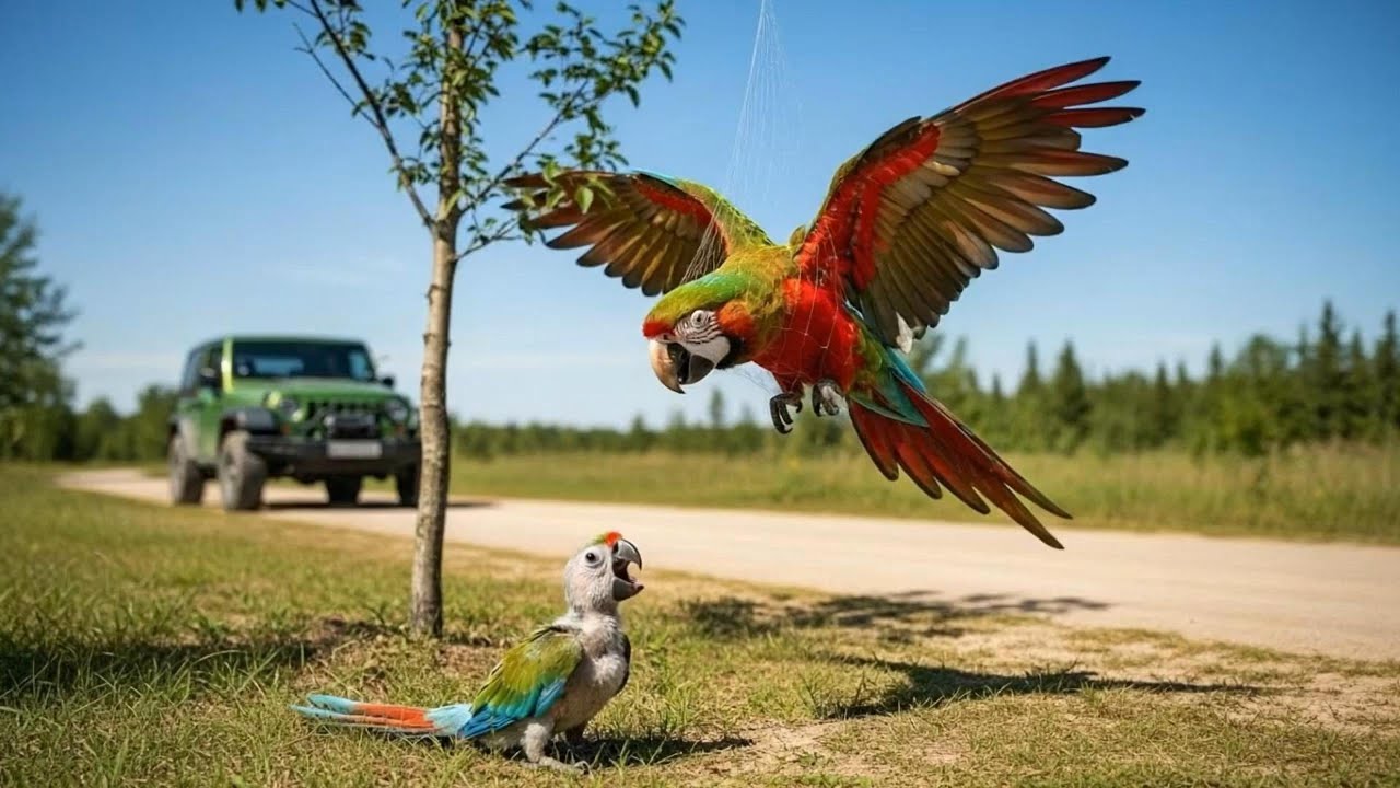  🦜Rescuing a Mother Macaw and Her chick from a Poacher's Trap