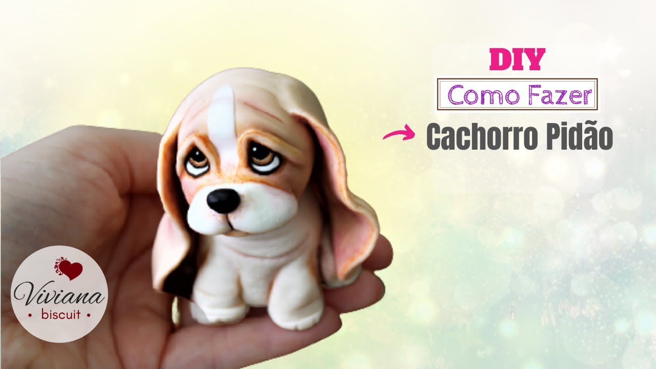 O cachorro mais fofo e fácil do mundo! Cachorro orelhudo e pidão aula fácil de modelagem em biscuit