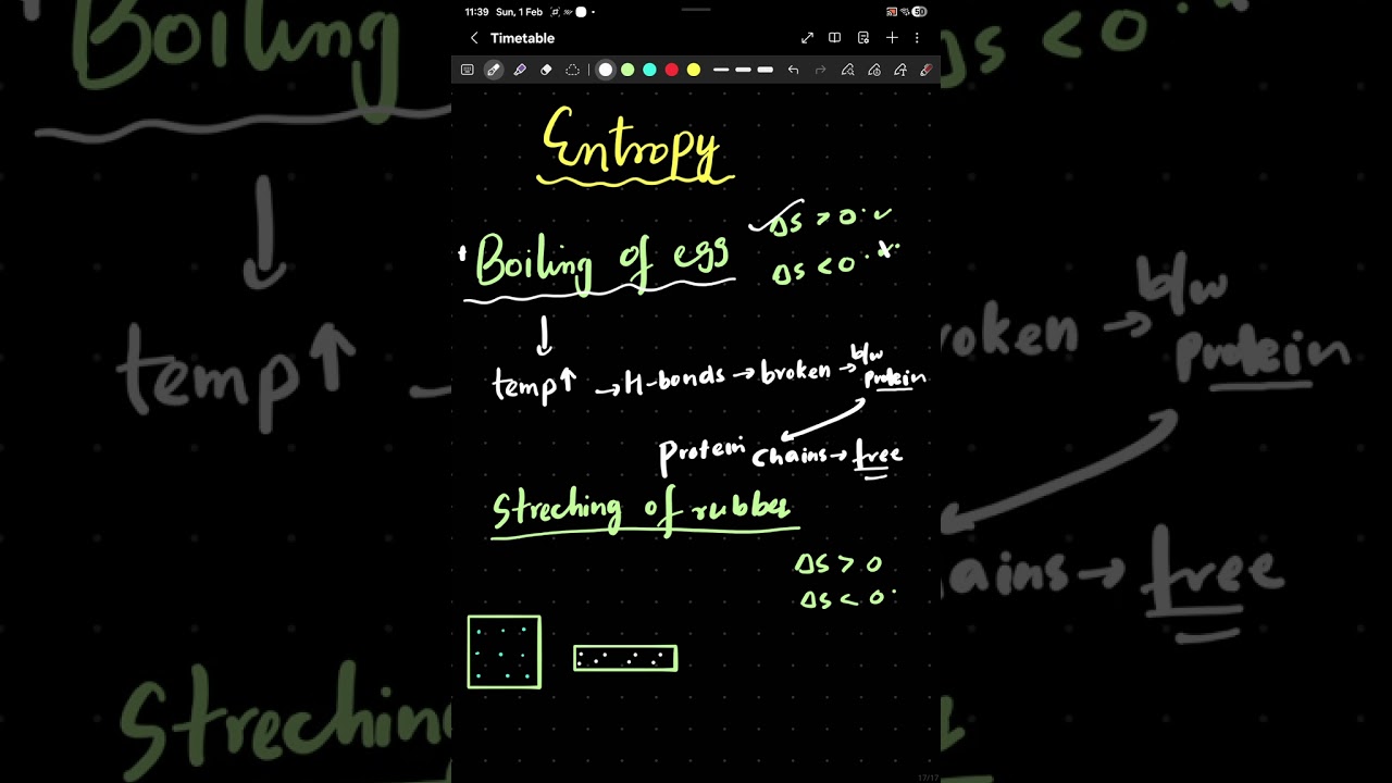 Entropy change for boiling of egg and stretching of rubber important // neet/jee//boards#90#jee#neet
