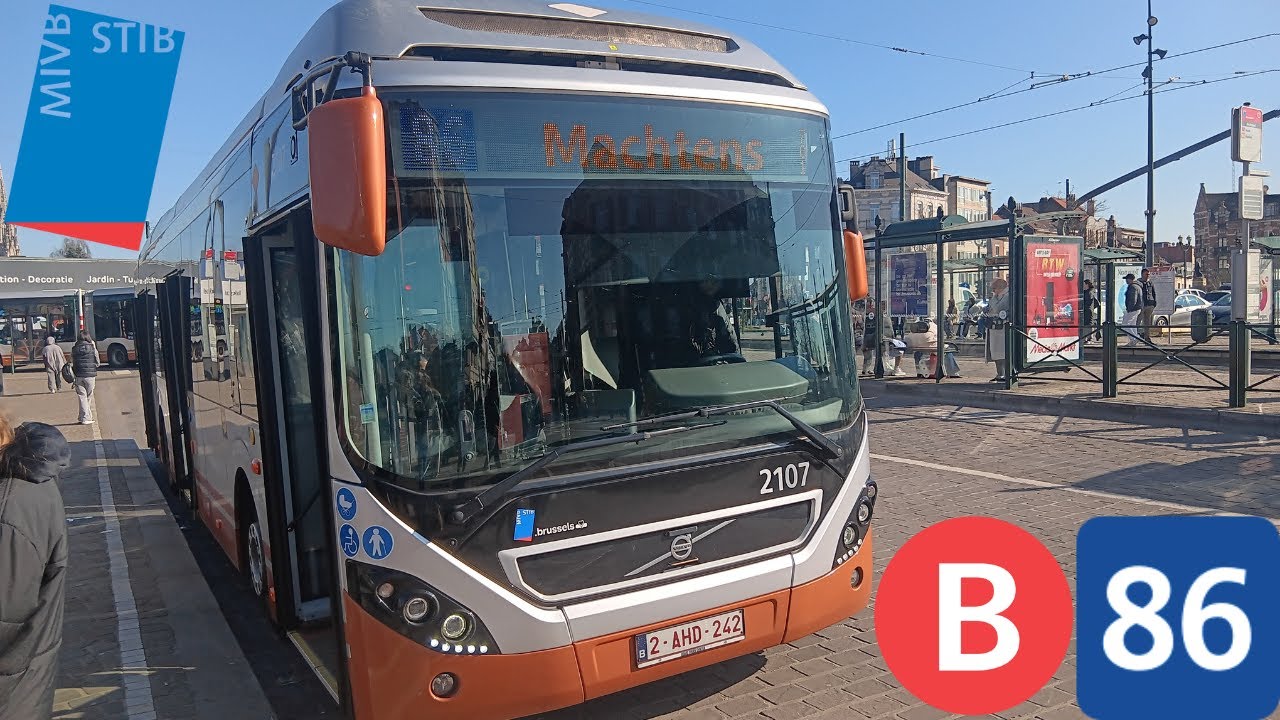 (Bus Stib) Voyage complet ligne 86 Machtens à Bockstael Volvo 7900 Hybrid n°2107.