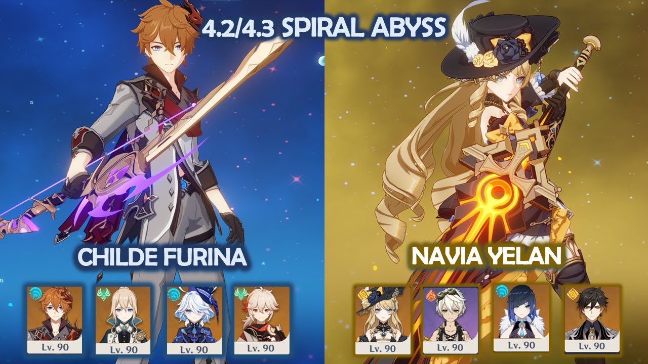 Childe Furina Hypercarry & Navia Yelan Hypercarry - 4.2 4.3 - Spiral Abyss   Genshin Impact