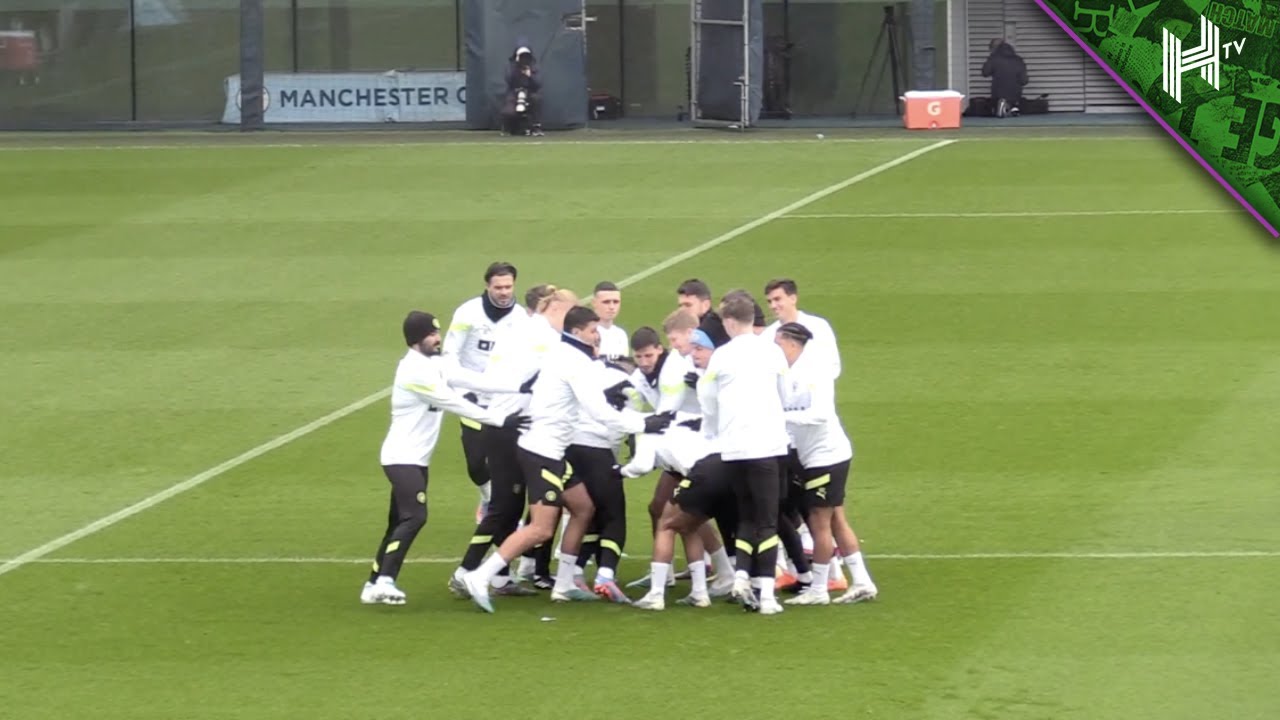 Man City stars team up to TAKE OUT Ake & Akanji in funny UCL training session!
