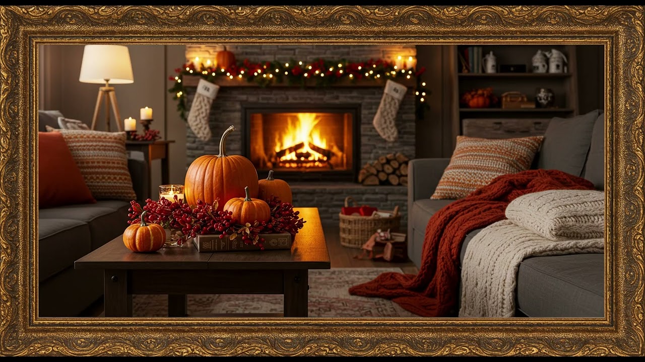 Frame TV Art - Frame Art TV with Music: Cozy Autumn Evening: Fireside Warmth and Relaxation