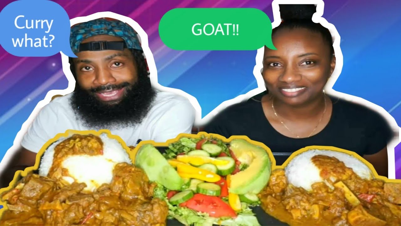 AUTHENTIC JAMAICAN CURRY GOAT | HOMEMADE YARD STYLE | THE GREEDY COUPLE EATING SHOW MUKBANG |