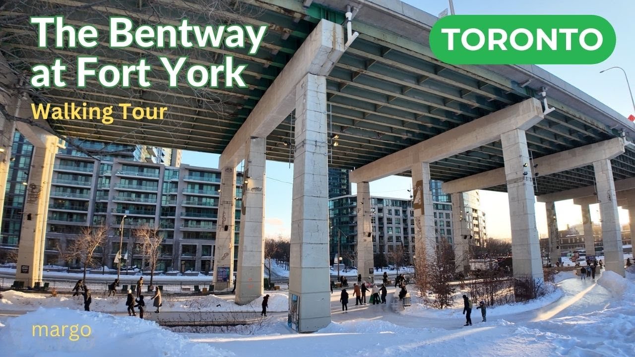 4K Snow Walking Tour Toronto Downtown, The Bentway at Fort York, Winter Walk, Canada (Feb 17 2025)