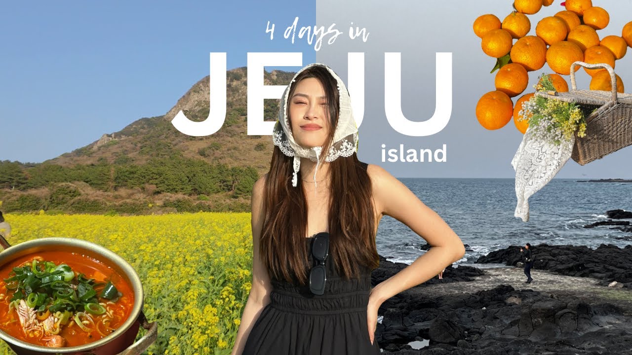 4 days in JEJU 🍊.☘︎ ݁ | KBBQ, black pork, tangerine cafe, udo, bakery, flower field, seafood, hiking