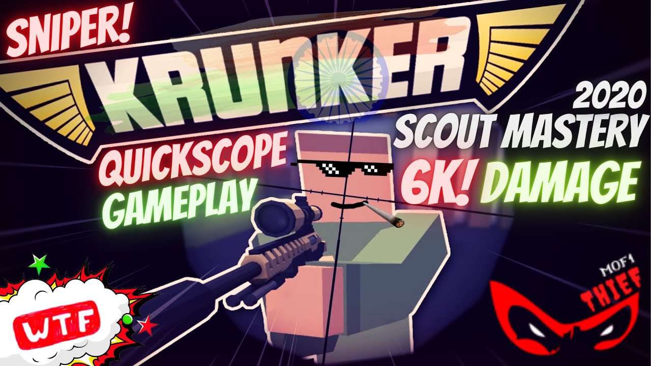krunker sniper gameplay (6kdamange, scout mastery, quickscope) || MOF1ThieF