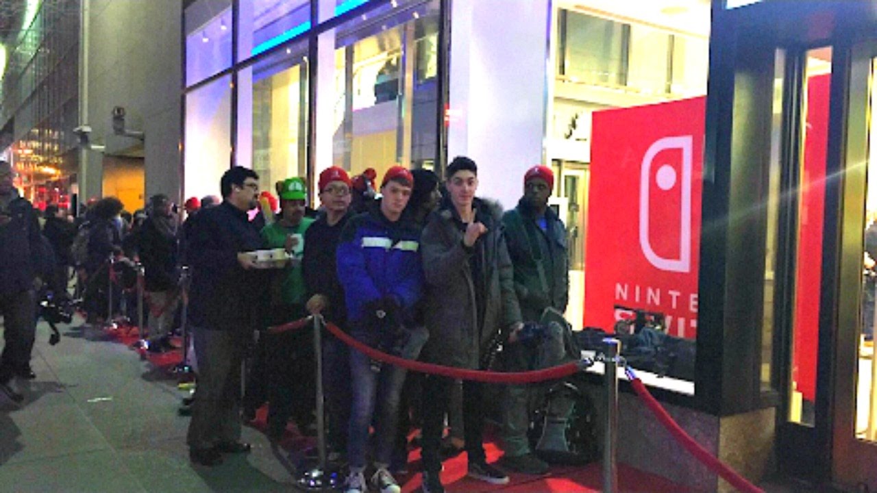 FIRST in Line for the Nintendo Switch LIVE on Stream!! - Nintendo NY Store