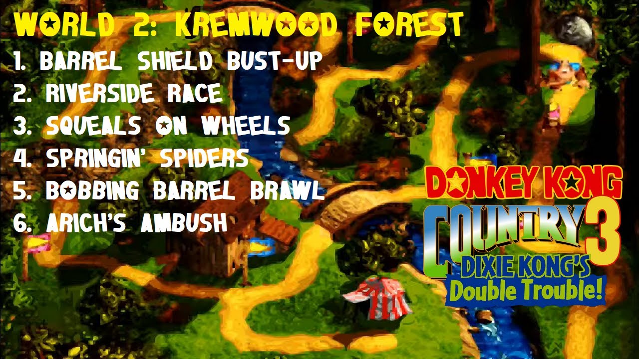 Donkey Kong Country 3 (SNES) (105%) (2|9) /  World 2: Kremwood Forest [4:3/FHD@60]