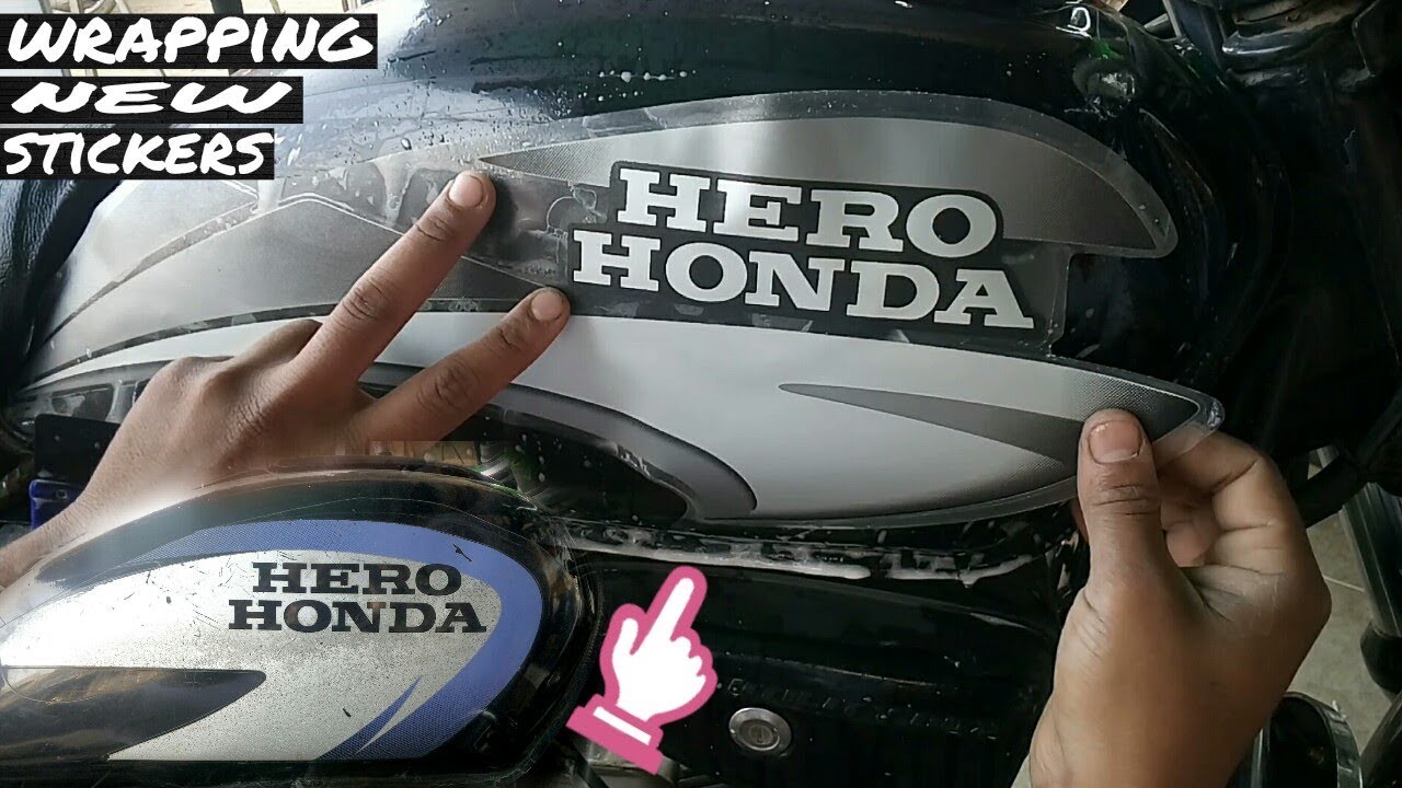 New stickers installing in splendor bike/ with new logo/by akram.modifications