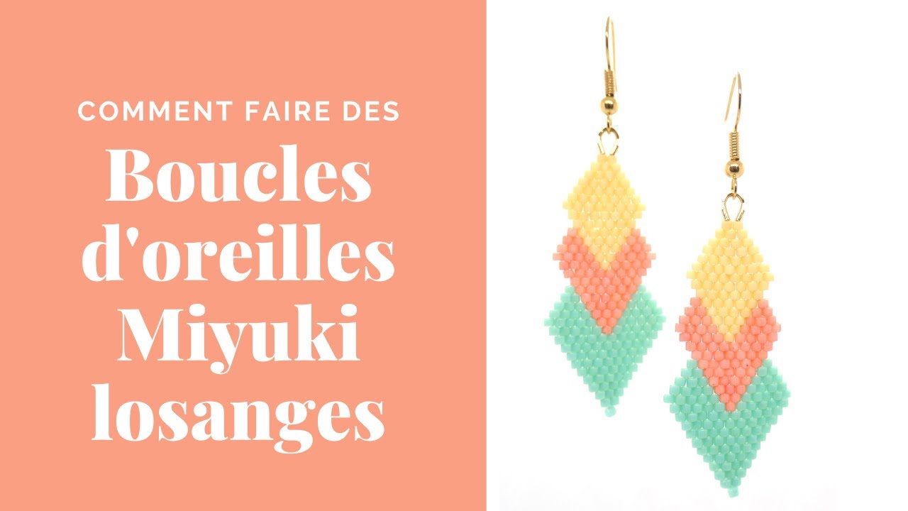 Boucles d'oreilles Miyuki à trois losanges | Perles et Créations