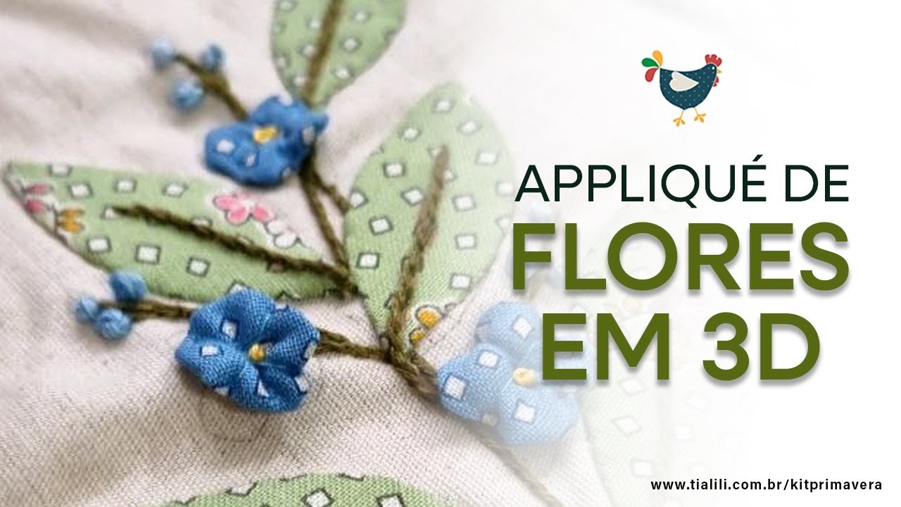 Como fazer Appliqué (patch aplique) de flores e fuxicos em 3D! Almofada de #Patchwork com #Bordado