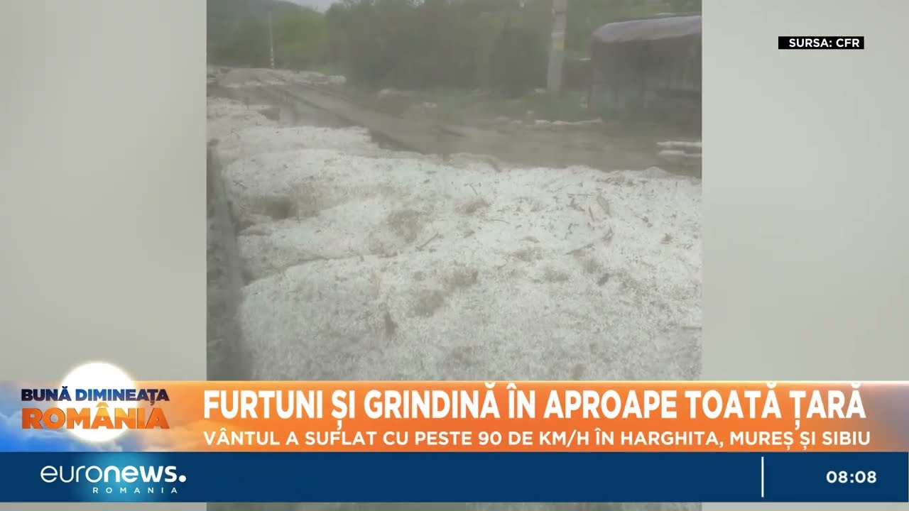 Furtuni și grindină în aproape toată țară. Vântul a suflat cu peste 90 de km/h în unele zone