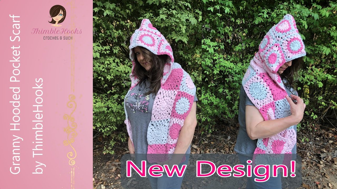 Granny Square Hooded Pocket Scarf / New Design / Crochet Tutorial / How to do it