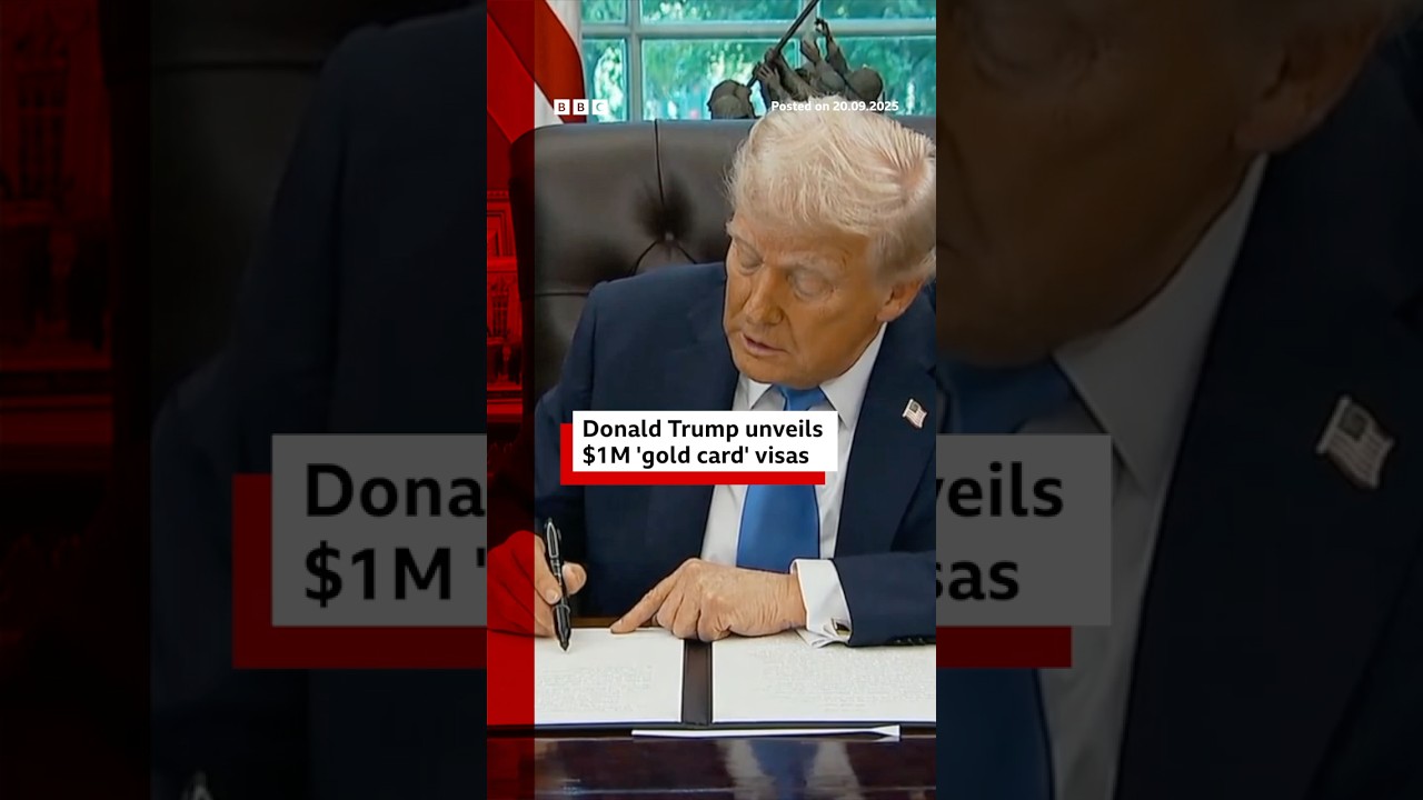 Donald Trump unveils $1M 'gold card' visas. #DonaldTrump #GoldCard #BBCNews