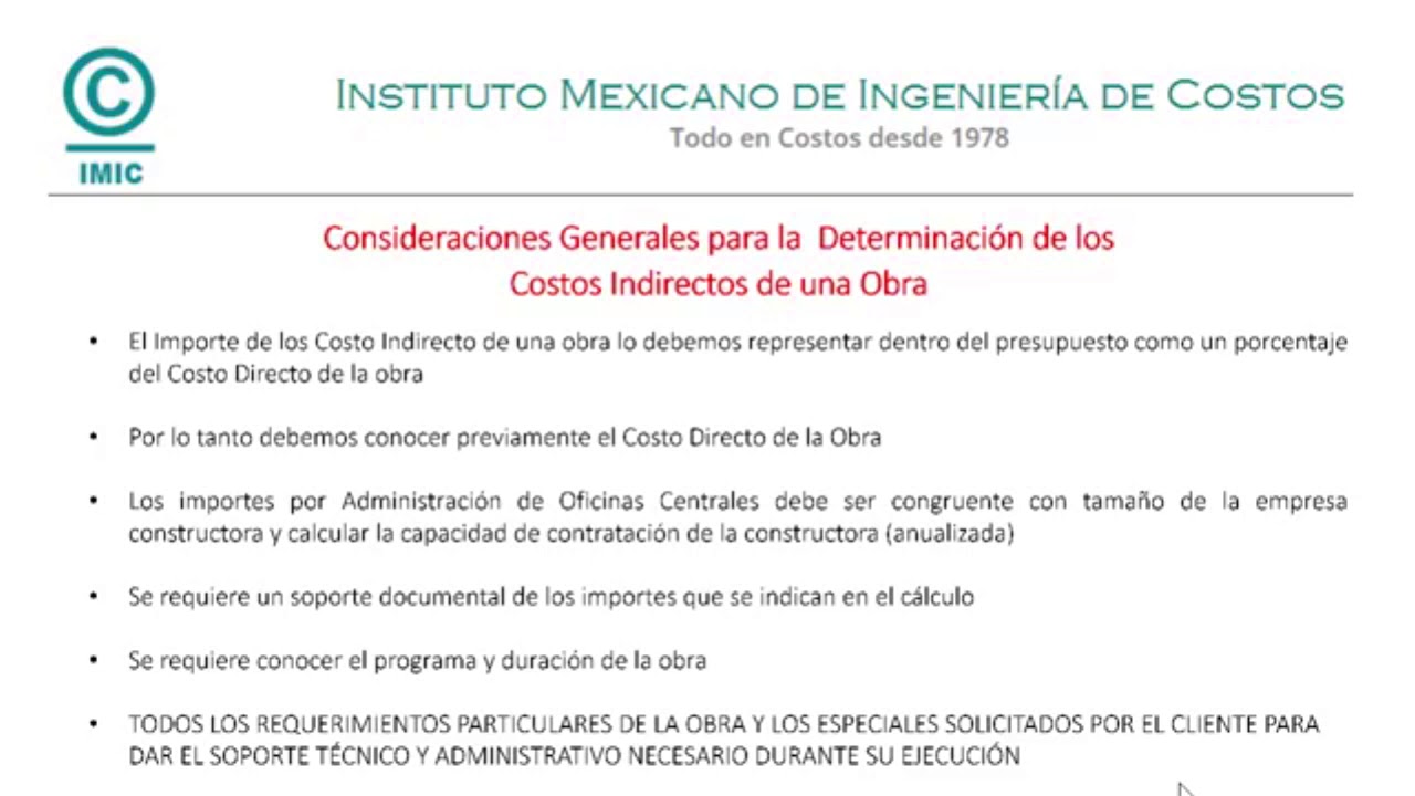 Los COSTOS INDIRECTOS en el Cálculo del Factor de Sobrecosto