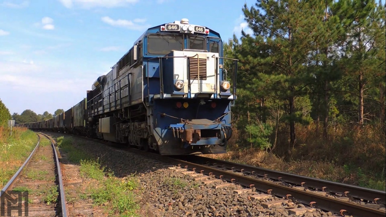 Trem carregado passando direto pelo pátio