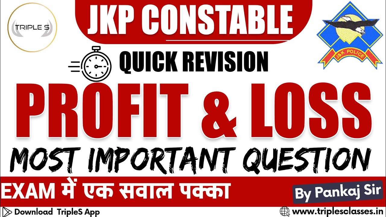Profit and Loss - Best 25 MCQs for JKP Constable || Quick Revision Series