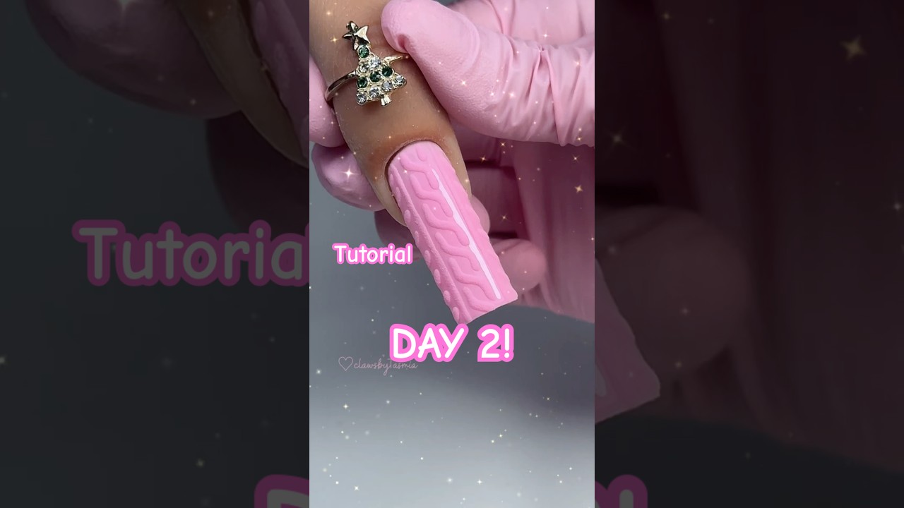 Pink sweater nail!🎄 #handpaintednailart #nails #christmasnails #nailart #nailtutorial