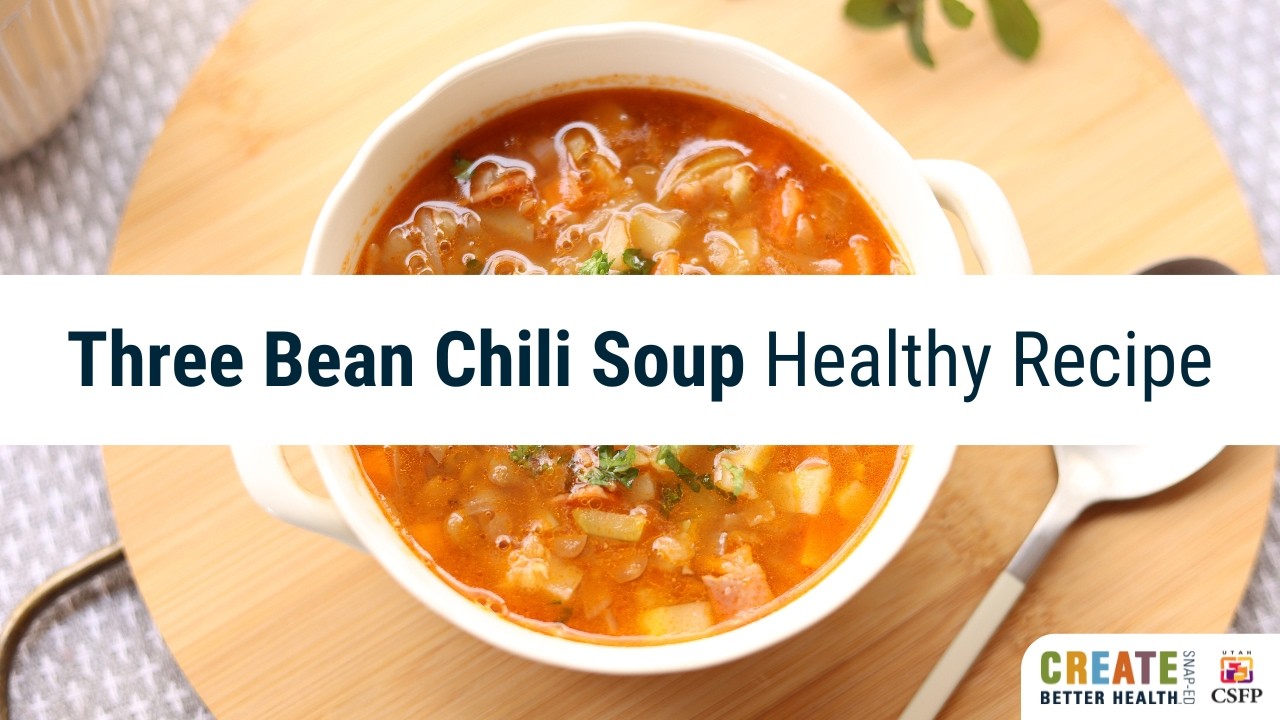 Three Bean Chili Soup Healthy Recipe Demo