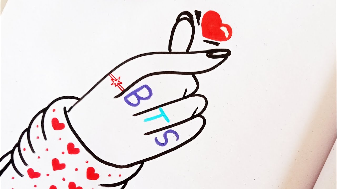 Korean Tumbler Heart Drawing | BTS Drawing Easy | BTS Army Drawing | K-Pop Drawing