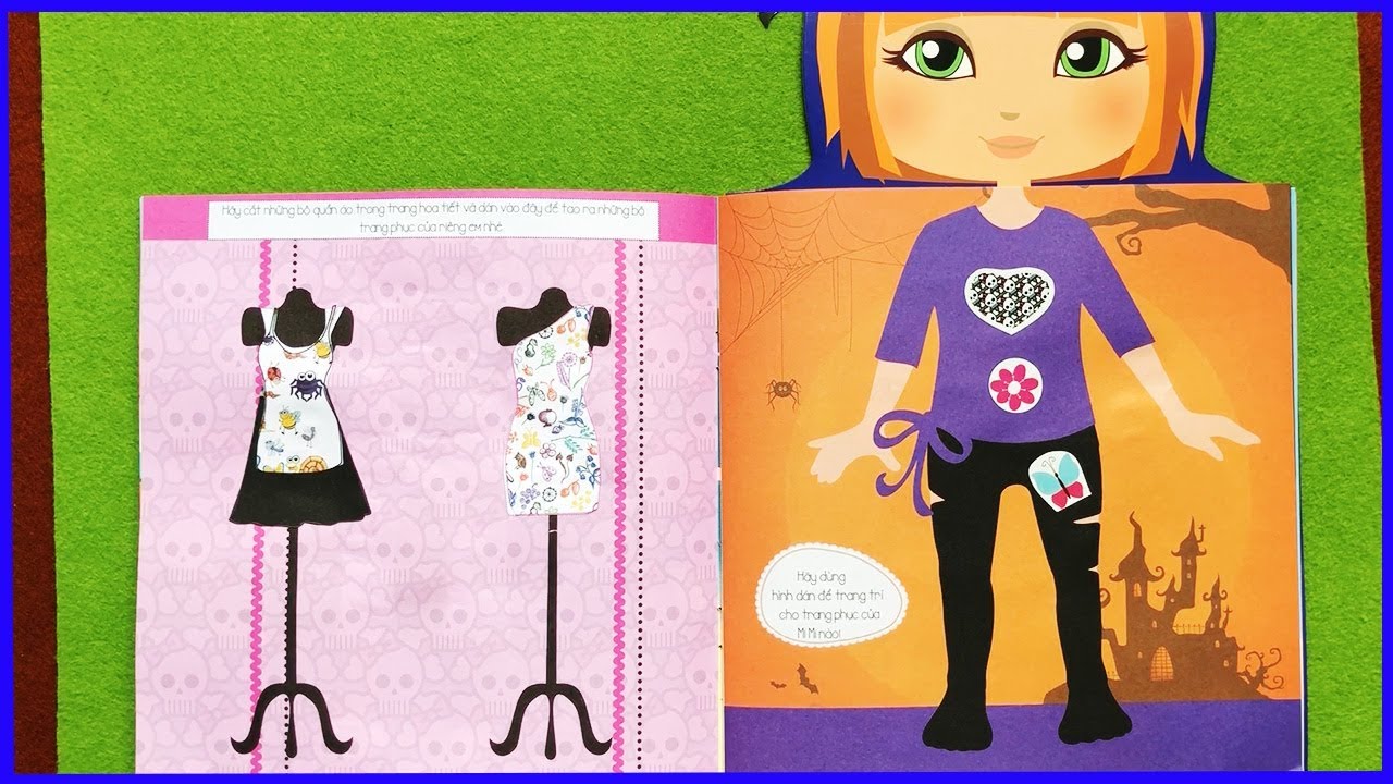 Đồ chơi bé gái dán hình trang điểm váy đầm công chúa Mimi, Quiet book for girl (Chim Xinh)