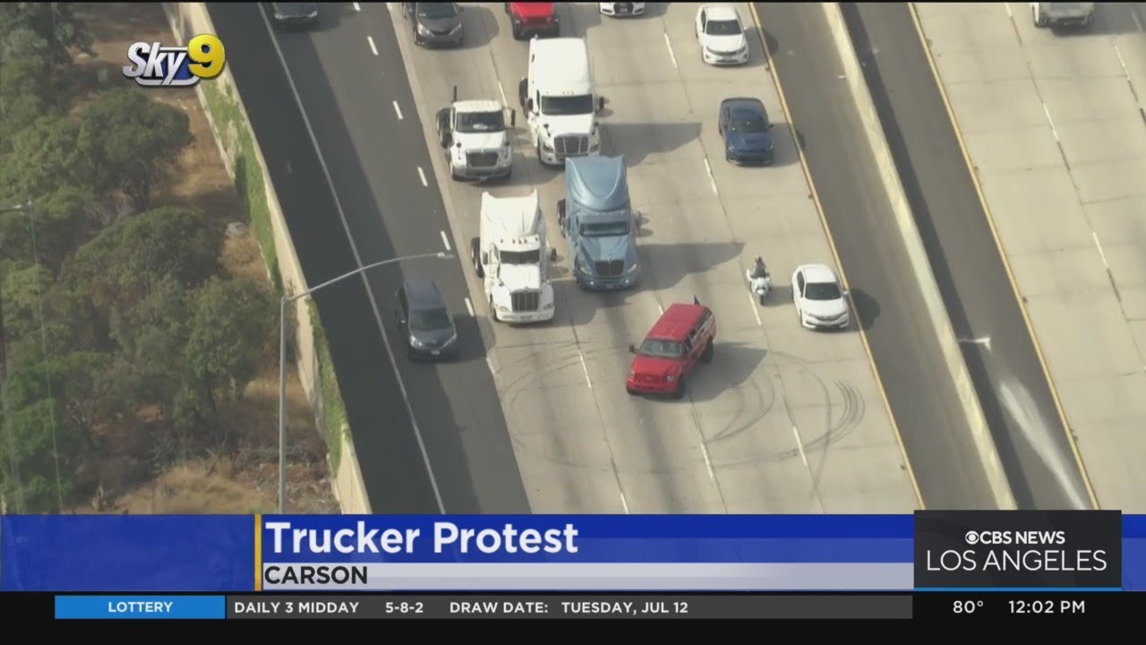 Truckers slowing LA traffic in protest of gig worker law