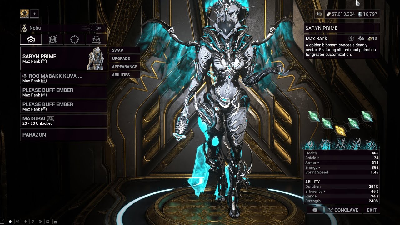 Warframe Maximum Investment - Saryn Prime (Level Cap/Level 9999) | The Old Peace